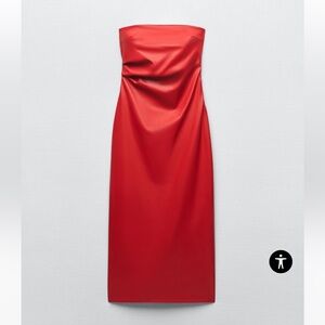 RED FAUX LEATHER DRESS